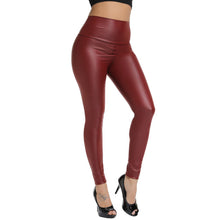 画像をギャラリービューアに読み込む, フェイクレザーレギンス(マットボルドー)